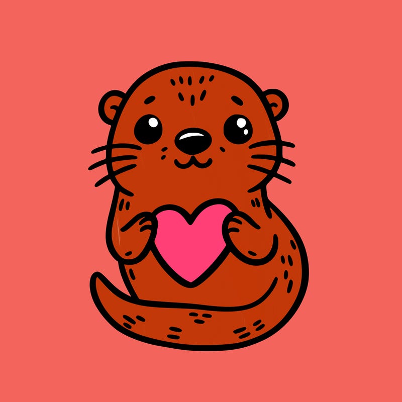 otter with a heart