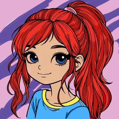 realistic girl with ponytail