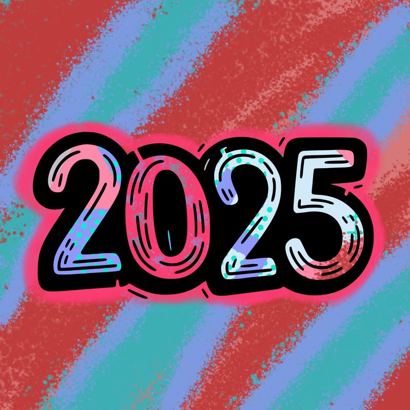 one line scrawled numbers sketch design “2025”