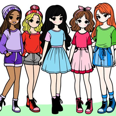 a group of five girls