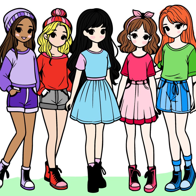 a group of five girls