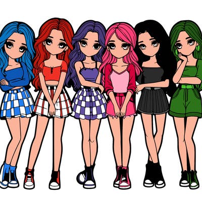 a group of girls realistic