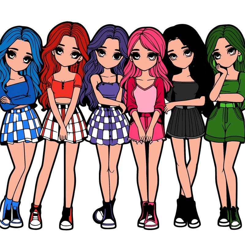 a group of girls realistic