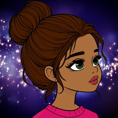 realistic girl with bun