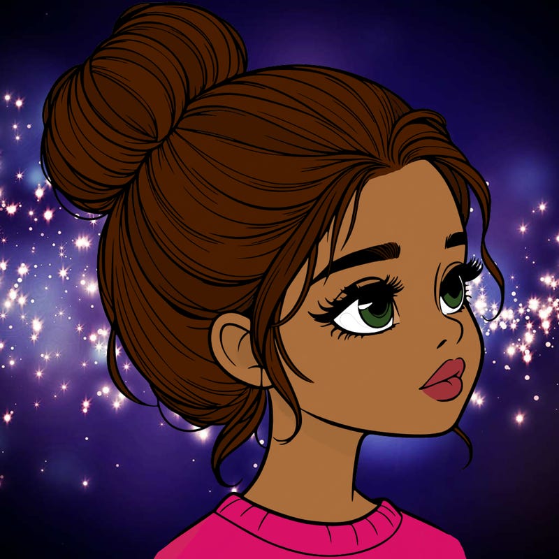 realistic girl with bun