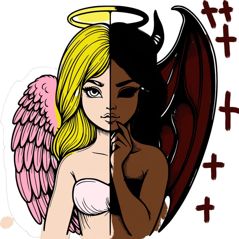 realistic angel half demon