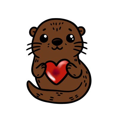 otter with a heart