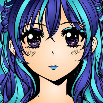 beautiful manga girl with eyes, nose, lips