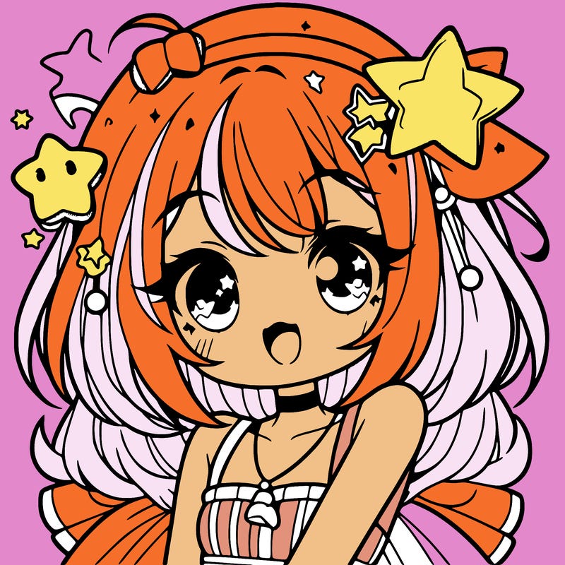 cute anime girl with star accessories