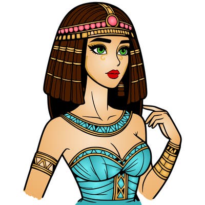 realistic woman wearing a cleopatra costume