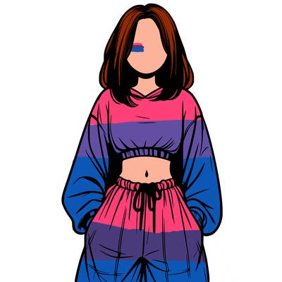 realistic girl faceless with baggy pants and a crop top