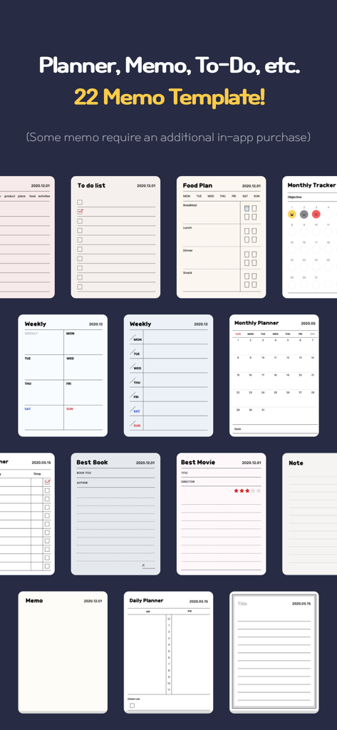 Memong - A collection of aesthetic digital planner and memo templates for various life tracking needs