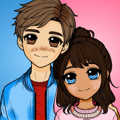 realistic cute couple