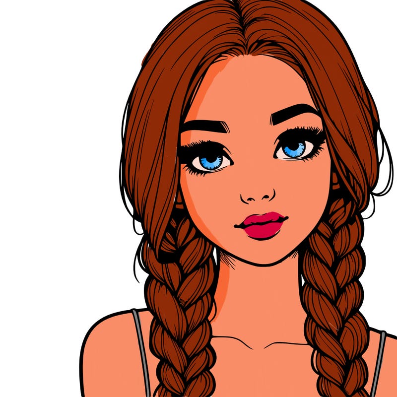 realistic girl with braids