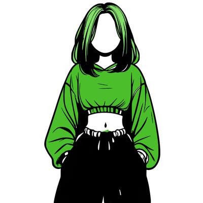 realistic girl faceless with baggy pants and a crop top