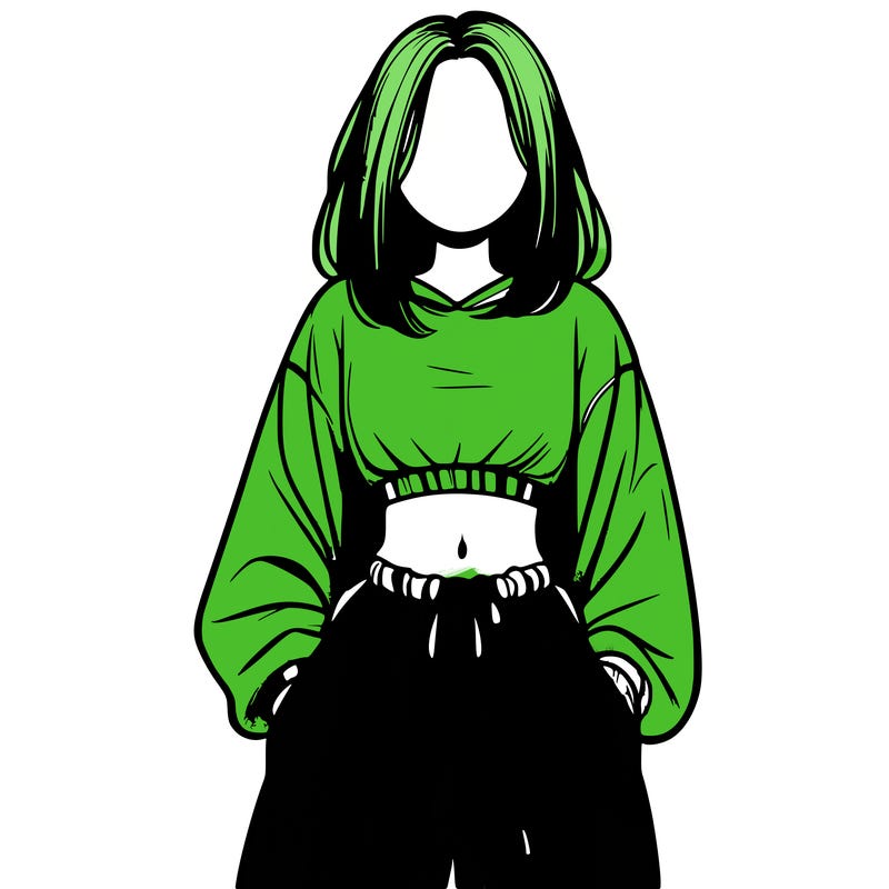 realistic girl faceless with baggy pants and a crop top
