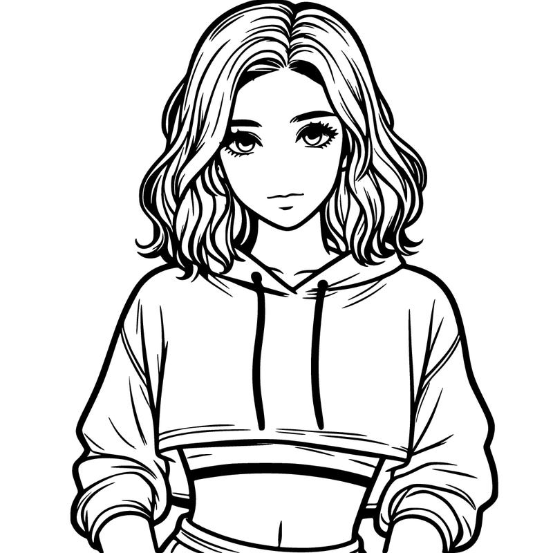 realistc girl wearing cropped hoodie