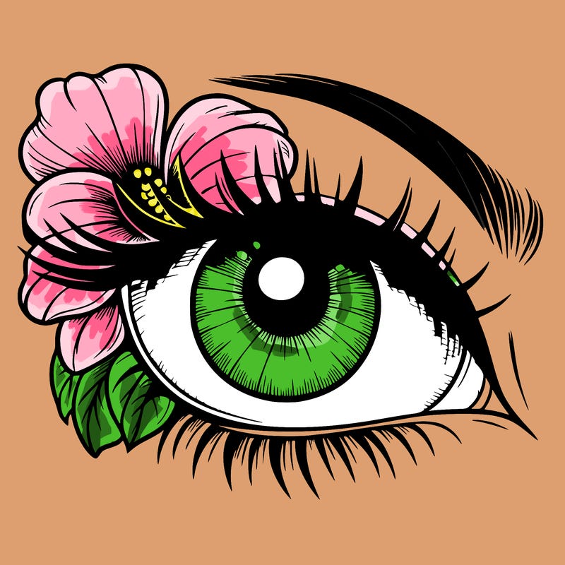 realistic eye with flower