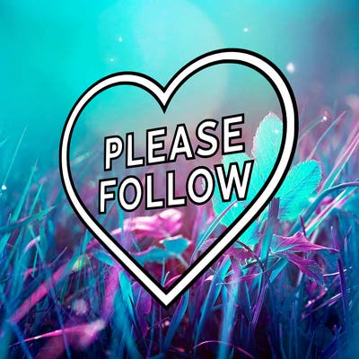 creat a sign of a hear that inside is written please follow