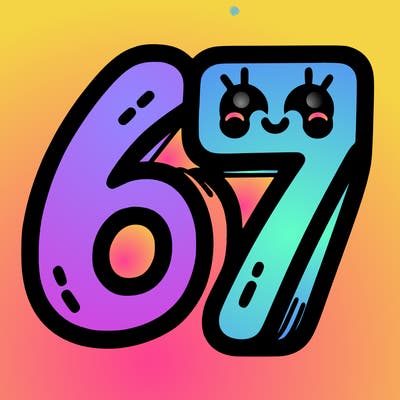 the numbers 67