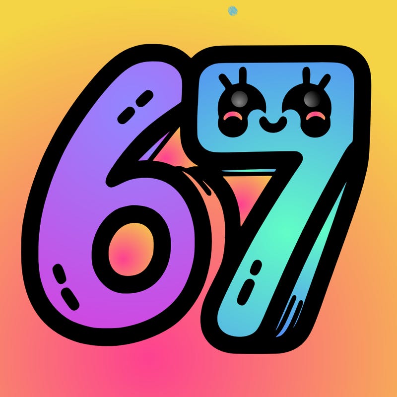 the numbers 67