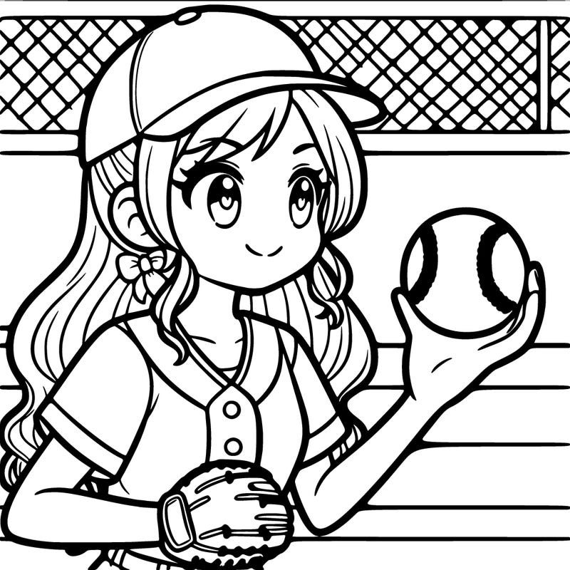 a girl at her baseball game