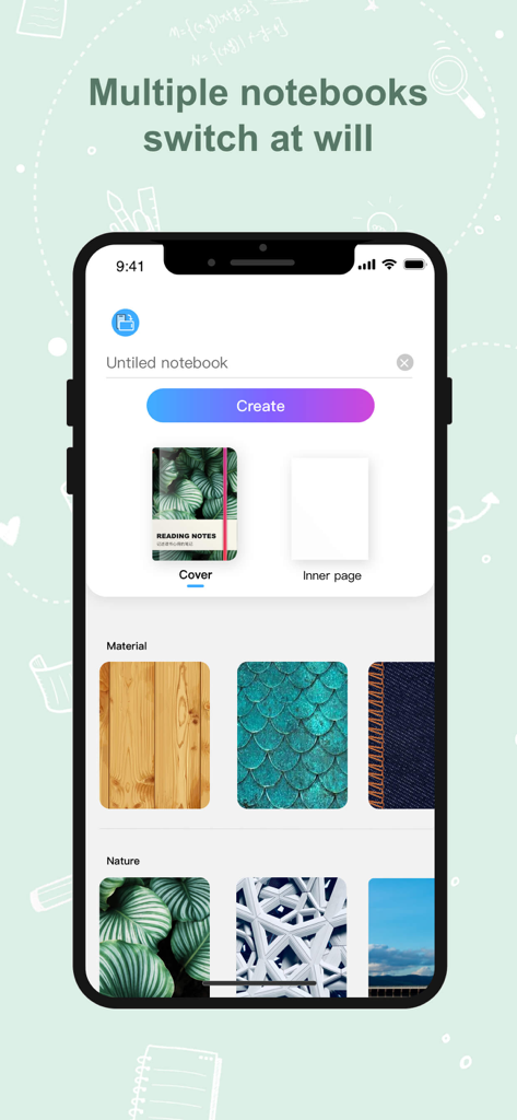 Kilonotes-Notes & Mark up PDF - Kilonotes app interface for choosing custom aesthetic notebook covers