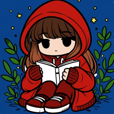 girl in oversized hoodie reading a book
