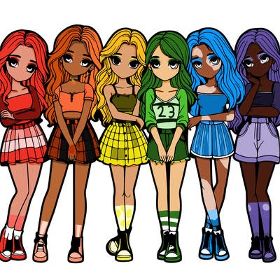 a group of girls realistic