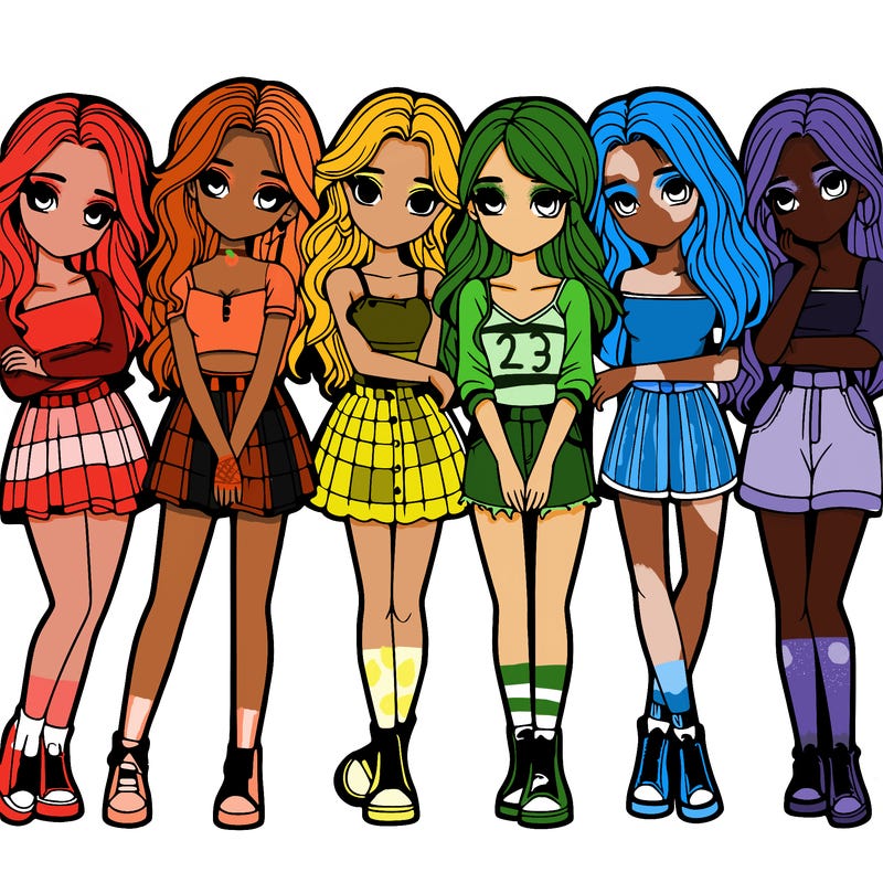 a group of girls realistic