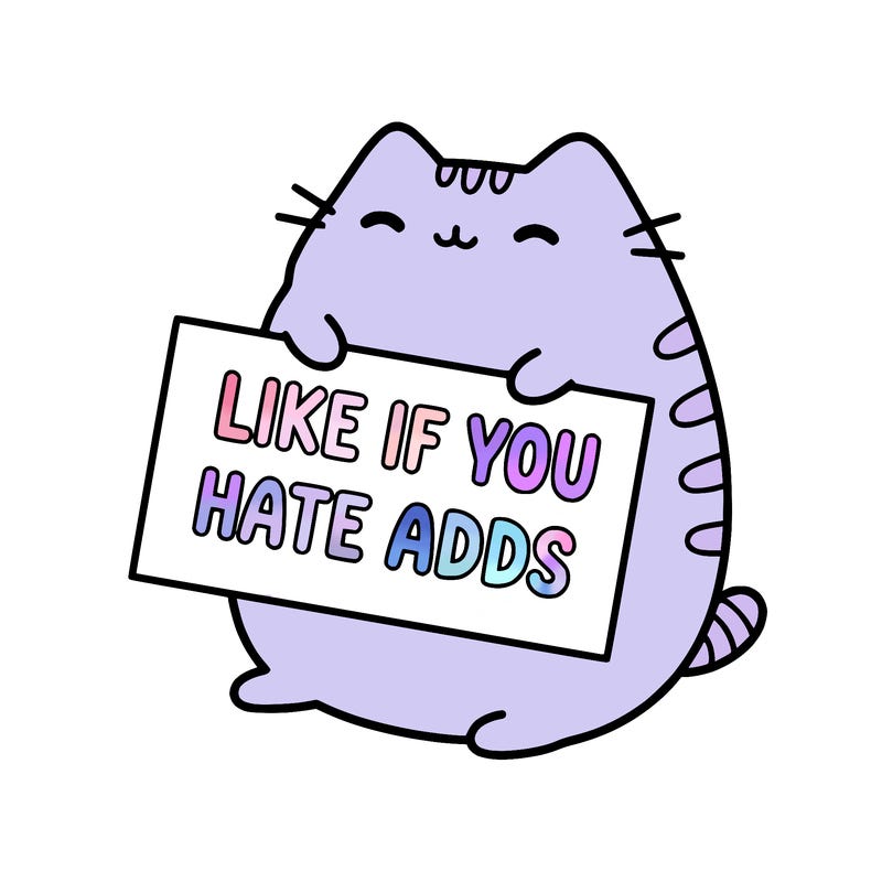 a kawii pusheen cat holding a sign that says like if you hate adds