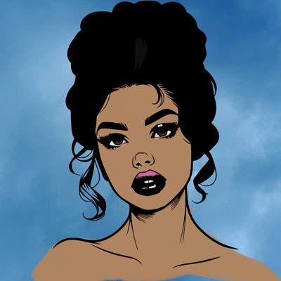 realistic girl wearing a 90s style up due and have full lips