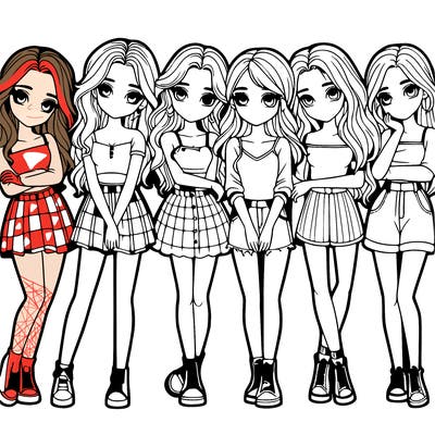 a group of girls realistic