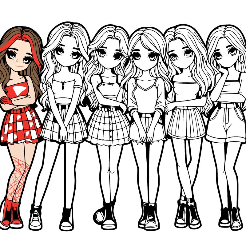 a group of girls realistic