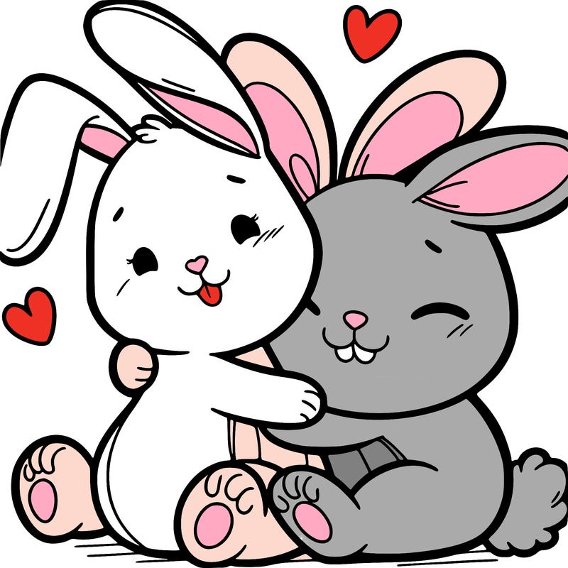 a bunny hugging another bunny