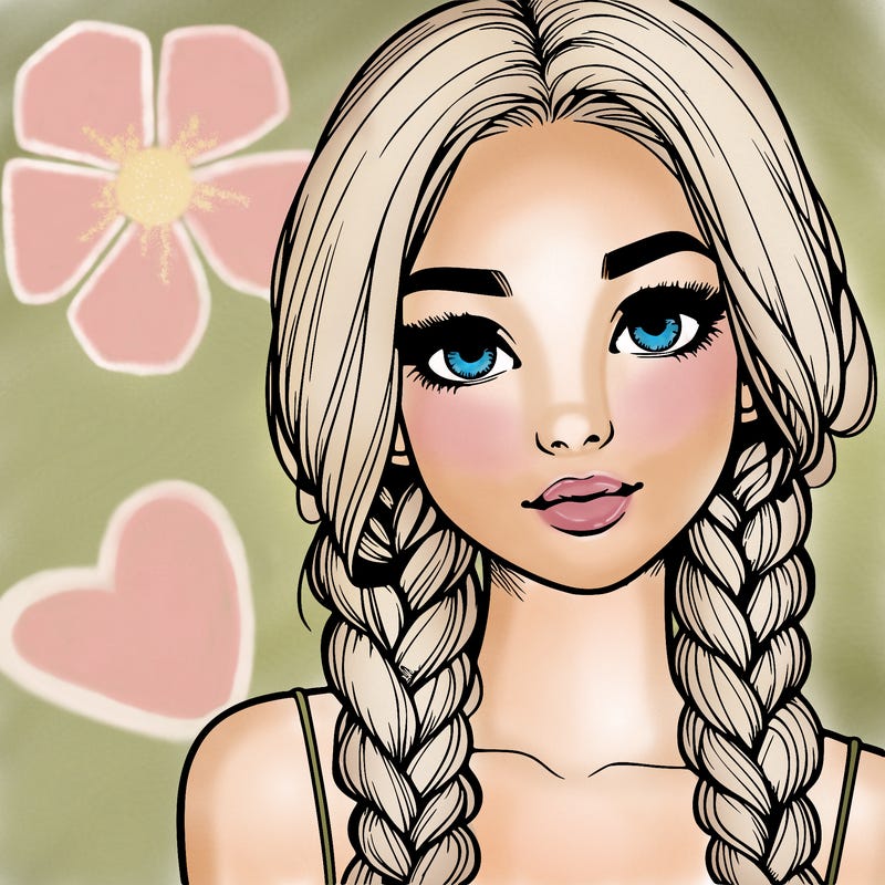 realistic girl with braids