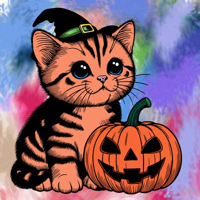 halloween realistic kitten