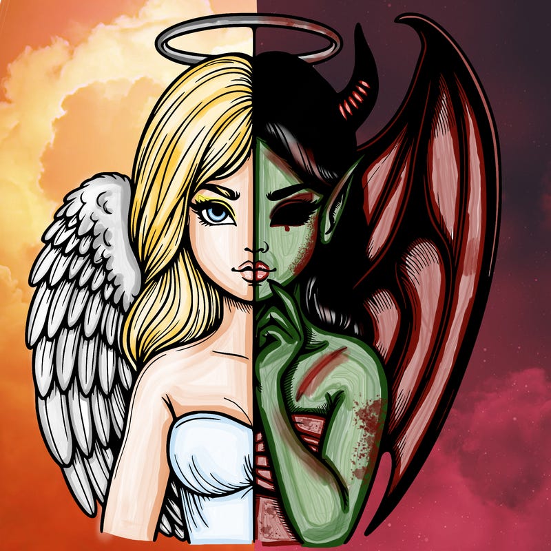 realistic angel half demon