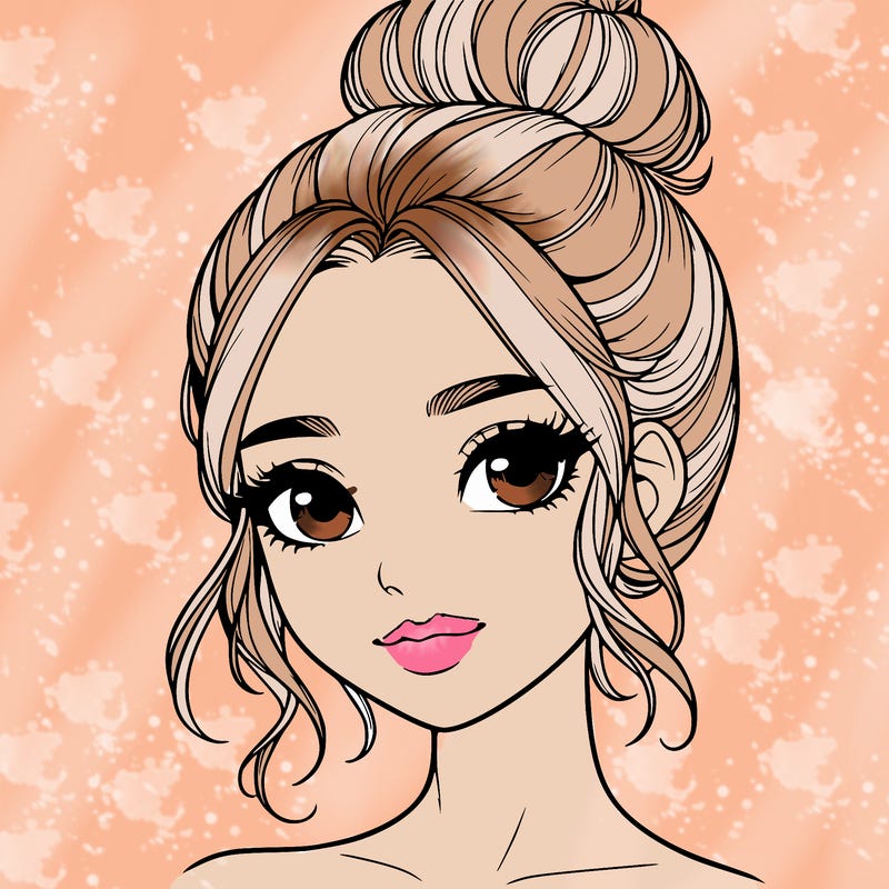 realistic pretty girl with hair in bun