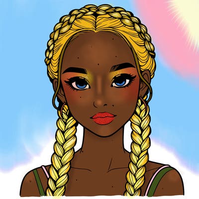 realistic girl with braids