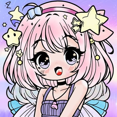 cute anime girl with star accessories