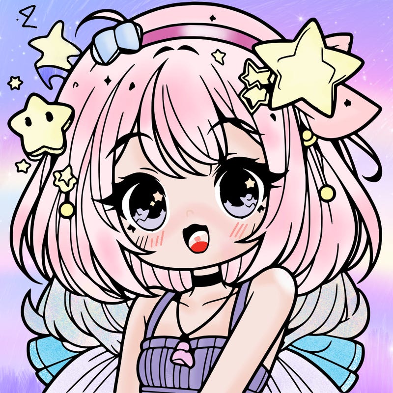 cute anime girl with star accessories