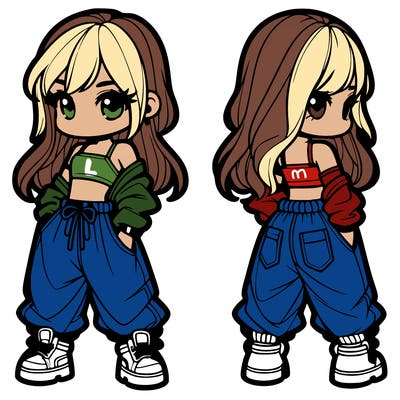 girl in crop top and baggy pants