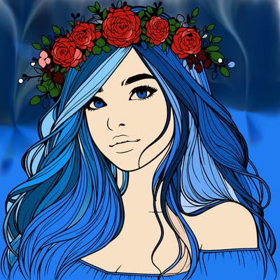 realistic girl with flower crown
