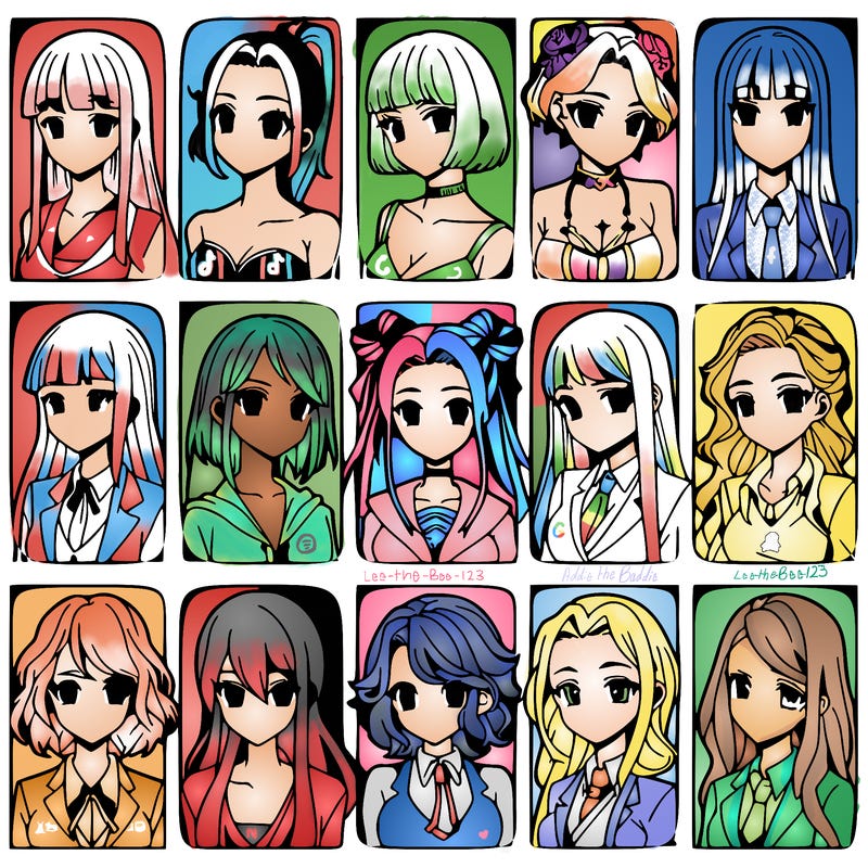 girls that look diffrent anime