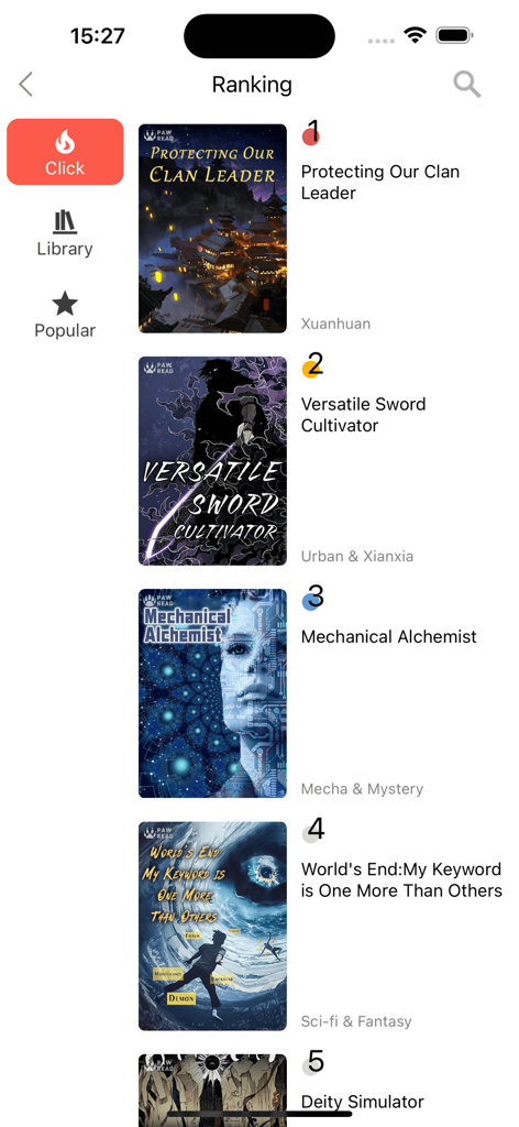 PawRead - Read Fantasy Novels - Las novelas web de fantasía y xianxia mejor clasificadas en la aplicación PawRead.