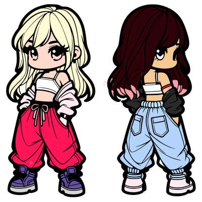 girl in crop top and baggy pants