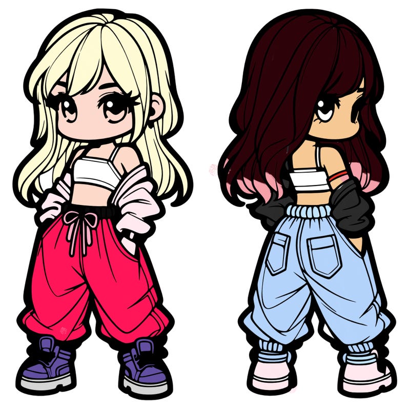 girl in crop top and baggy pants