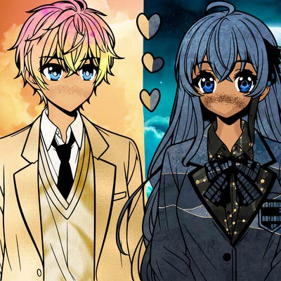 anime girl and boy in love