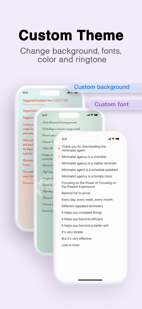 Sfondi e font personalizzabili nell'app MinimaList per una produttività estetica